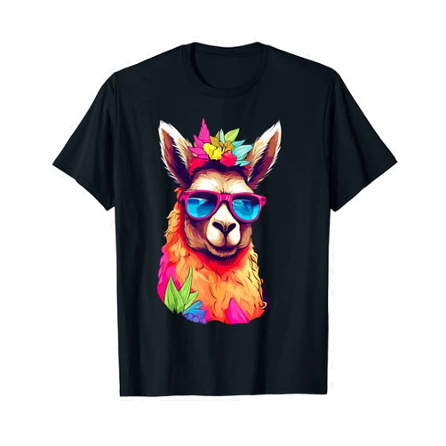 Cute Llama Alpaca Funny Llama Tee Co. Cute Llama Mom For Llama lovers Colorful Art Llama T-Shirt