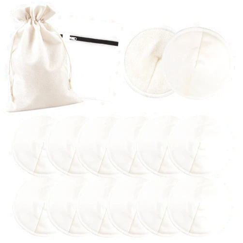 PHOGARY 12 PCS Washable Bamboo Nursing Pads, Reusable Organic Breast Pads with Laundry Bag and Storage Bag, Soft & Super Absorbent - Perfect Baby Shower