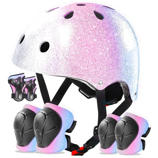 BiutiMama Kids Bike Helmet Set for Boys Girls Toddler Bicycle Helmet Adjustable Skateboard Helmet Protective Gear Set Knee Elbow Wrist Pads for Children Cycling, Scooter, Outdoor Sports