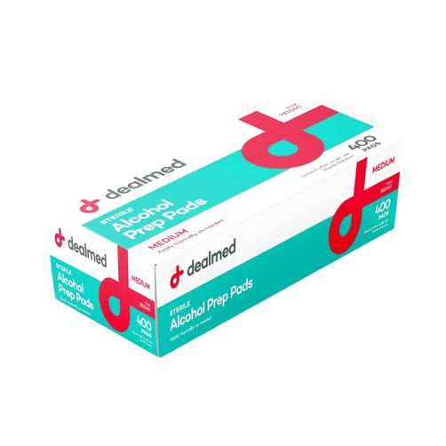Dealmed Alcohol Prep Pads – 400 Count Medium Latex-Free Gamma Sterilized Antiseptic Wipes, Wound Care Products for First Aid Kits, Home, and Medical Facilities