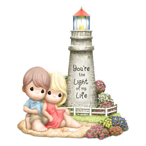 The Hamilton Collection The Bradford Exchange Precious Moments Lighthouse Couple Illuminated Porcelain Figurine