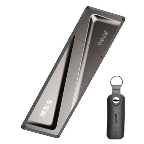 SSK 256GB USB Flash Drive 550MB/s USB 3.2 Gen2 USB Thumb Drive Fast Transfer Speed Externel Solid State Drive +USB C Adapter USB C Memory Stick for Type C Smartphone,MacBook/Pro/Air Laptop and More