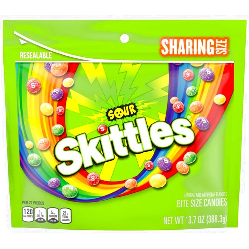 SKITTLES Sour Chewy Candy, Share Size, 13.7 Oz Bag (Pack of 6)
