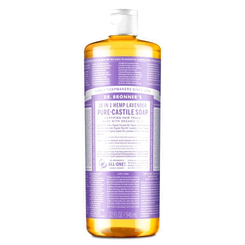 Dr. Bronner's Pure Castile Liquid Soap - Made with Regenerative Organic Certified Oils - 18-in-1 Uses for Face, Body, Hand, Hair- Gentle on Sensitive Skin - All Natural Body Wash- Lavender,32oz