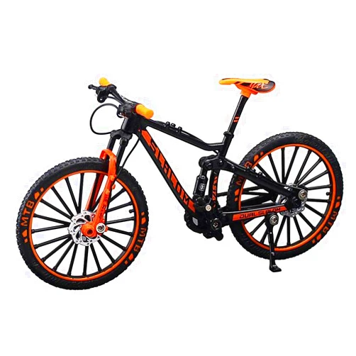YEIBOBO ! Alloy Mini Downhill Mountain Bike Toy, Die-cast BMX Finger Bike Model for Collections (Black/Orange)