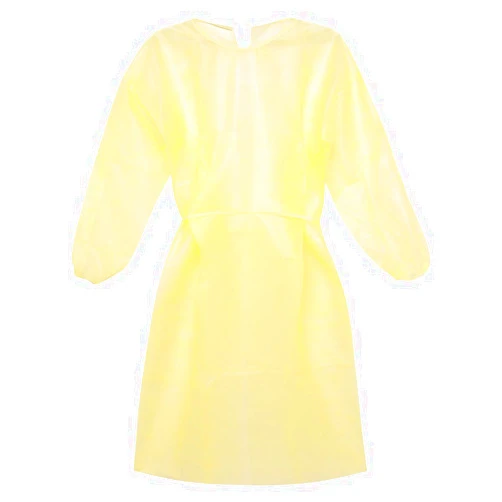 RightCare Disposable Isolation Gown Non-Medical 25gsm, Universal, Yellow, Open Back with Elastic Cuffs, Pack of 20