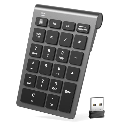 LIANGSTAR Number Pad, Wireless Numeric Keypad 22 Keys Portable Keyboard Extensions with 2.4GHz USB Receiver for 10 Key Financial Accounting Data Entry, Surface Pro, Laptop, Desktop, PC, Notebook