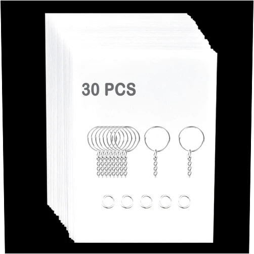Beyoslf Heat Shrink Plastic Sheets, 30Pcs Shrink Art Paper Shrink Film Sheet with 130Pcs Keychain Accessories, Frosted Shrink Plastic Film Paper Sheet for Kids Creative Art Craft Marking 7.9X5.7 Inch