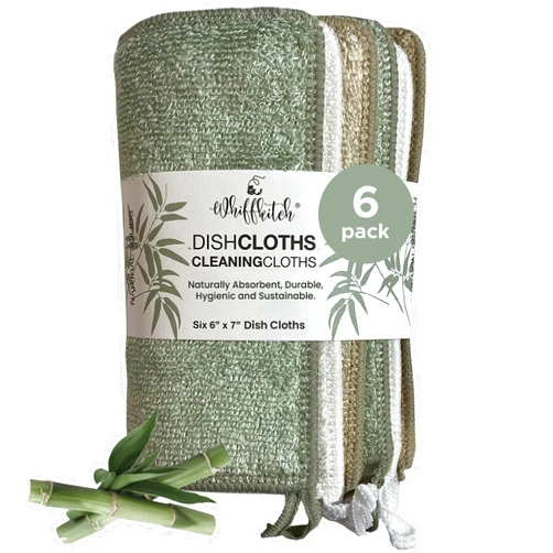 Whiffkitch Dishcloths & Cleaning Cloths - Reusable, Quick Drying, Durable Kitchen Dishcloths, Essential for Washing Dishes, Absorbent, Multi-Surface Cleaning, Scrub-Non-Scratch, 6 Pack - Solid