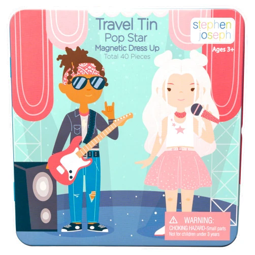 Stephen Joseph, Magnetic Dress Up Dolls 40 PC Play Set – Screen-Free Pretend Play Magnetic Case, Ideal for Ages 3+ – Travel Game for Kids, Magnetic On The Go Activity Set, Pop Star