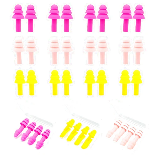AXBUS Ear Plugs for Sleeping,12 Pair Earplugs Noise Canceling Soft Silicone Ear Plug Reusable Earplugs for Sleep,Concert,Swimming,Study,Loud Noise,Snoring(Yellow Pink Rose Red)