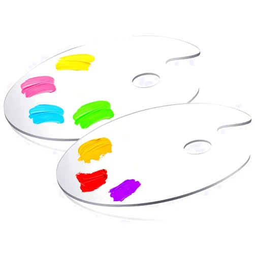 TOCYORIC PERFORMORE 2-Pack of Clear Paint Palette for Acrylic Painting, 12x8 French Style Oval Plexiglass Transparent Art Paint Pallets Holder Tray for Artist Painter. Suitable for Both Left & Right Hand use