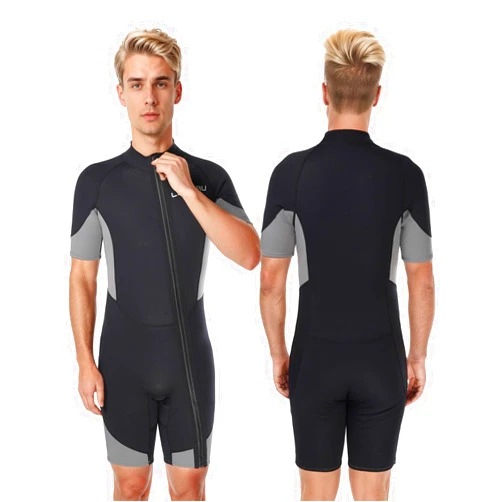 Lansru Mens Shorty Wetsuits，2mm Upgraded Neoprene Wetsuits for Men，Front Full-Length Zip Design |UV Protection |Suit for Surfing Snorkeling Diving Swimming