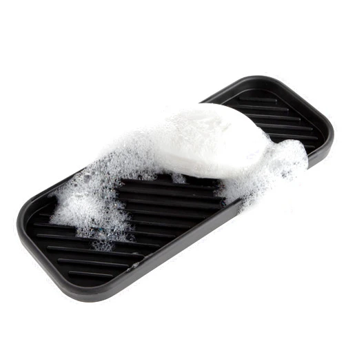 Social Clean Silicone Sponge Holder - Kitchen Sponge Holder, Silicone Soap Tray, Dishwashing Soap Holder (Black)