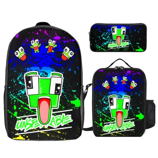 GWNGGVDE 3PCS Backpack Set Cartoon Bookbag Sets with Lunch Bag Pencil Bag Portable Heavy Duty Bookbags for College Work Travel Unisex Teens Lightweight Casual Knapsack