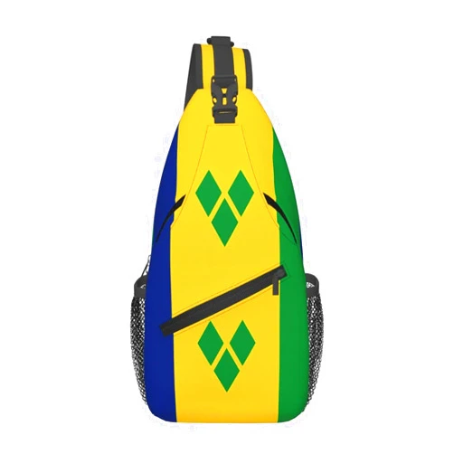 SEOCKA Saint Vincent And The Grenadines Flag Chest Sling Bag Crossbody Shoulder Backpack Bag Gym Cycling Daypack Travel Hiking Cross Bag