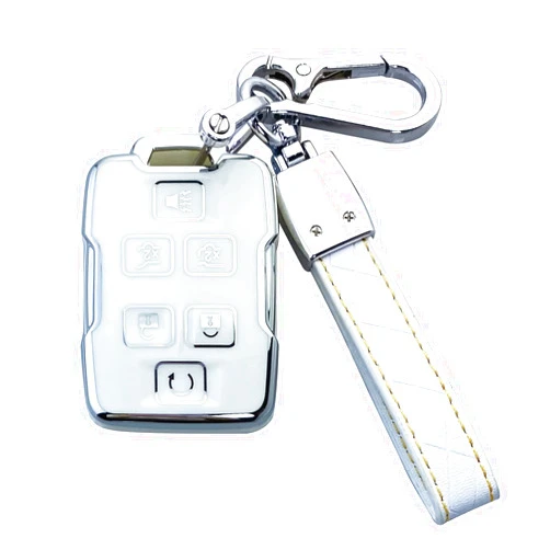 Yuebutor Key Fob Cover Case Compatible with Chevy Silverado 1500 2500HD 3500HD Tahoe Suburban Colorado Canyon GMC Sierra Yukon Accessories Shell Protector (White)