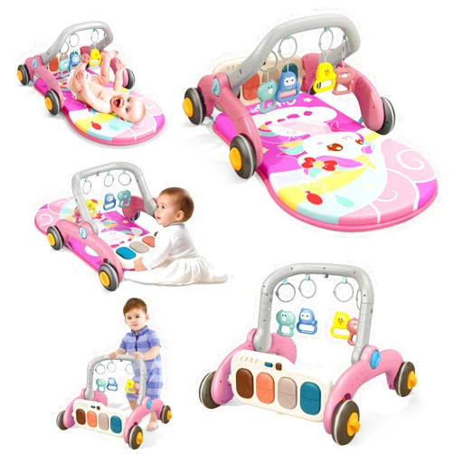 Wetoylst Baby Play Gym Mat, Interactive Baby Activity Center Play Mat, Kick Play Piano Gym Musicial Lights, Tummy Time Mat Gift Toys for Babies Infants Newborn Toddlers Boys Girls - Pink