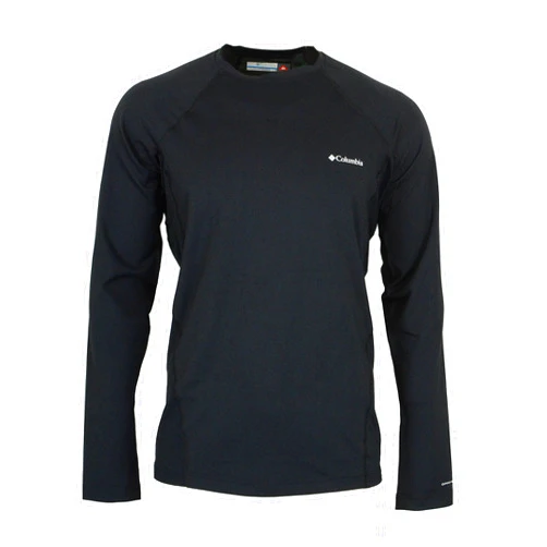 Columbia Omni-Heat Mens Midweight Stretch Baselayer Long Sleeve Shirt, Black, Large