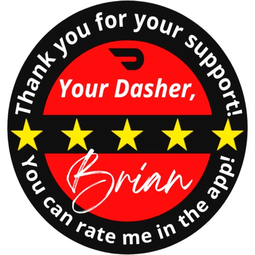 Take a Scroll Design Personalized DoorDash Stickers for Customer Bags, Custom Thank You Rating Label Sheets for Delivery Drivers, 2-inch, 100-count