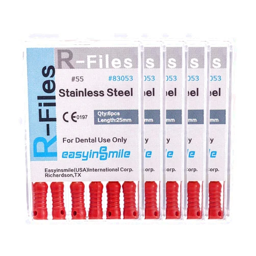 Easyinsmile Dental Endo Root Canal File R-Files Stainless Steel Hand Use 5Pack (#55)
