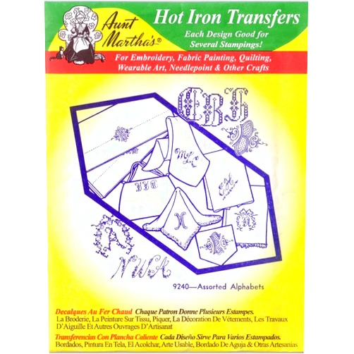 Aunt Martha's Assorted Alphabets Aunt Martha's Hot Iron Embroidery Transfer