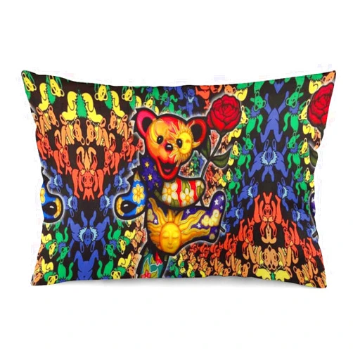 Generic Pillow Covers Cases, Modern Decorative Rectangle 2 Side Print Bed Pillowcases for Sofa Couch Family Hotel Bedroom Novelty Graphic Grateful Dancing Dead Bears Rose 16