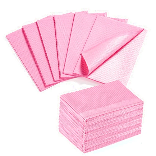 Makartt Disposable Nail Mats, 50 Pcs 3-Ply Absorbent Nail Table Pads with PE Backing, 18” x 13” Nail Desk Protection for Manicure Pedicure, Acrylic Gel Practice, Salon & Home DIY (Pink)