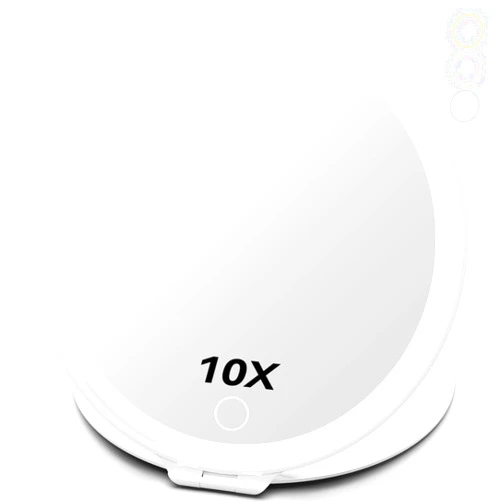FATBEE Large 10X Magnification 7 Inch Rechargeable Travel Makeup Mirror, Portable Vanity Mirror with 80 LED Lights, 3 Color Lighting and Dimmable Touch Screen,Travel Essentials,Gift for Women