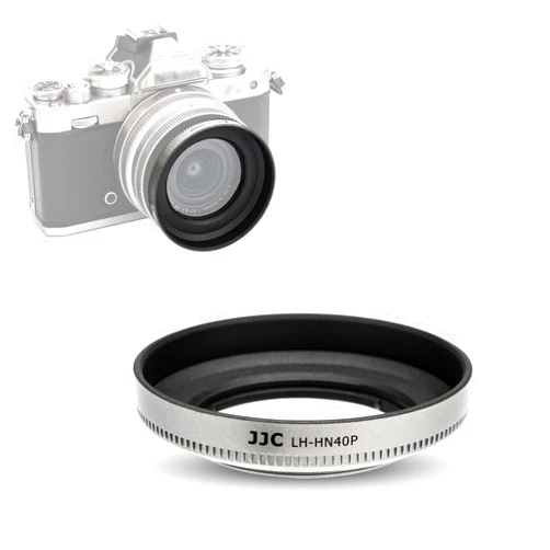 JJC Silver Screw-in Lens Hood Shade for Nikon Z DX 16-50mm f/3.5-6.3 VR Lens on Nikon Z fc Zfc Z50 Replaces Nikon HN-40 Lens Hood Allows to Attach 46mm Filter & Lens Cap