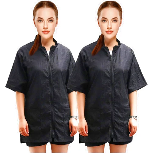 Gliitatu 2Pack Grooming Smock for Dog Groomers Barber Jacket Smocks Hairstylist Smocks Jacket with Full Zipper for Women Men