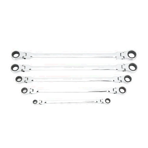 Leapiture 5 Pcs Gear Ratcheting Wrench Set Extended Ratchet Wrench Flexible Head 72 Tooth Extended Double Box End Spline Wrench