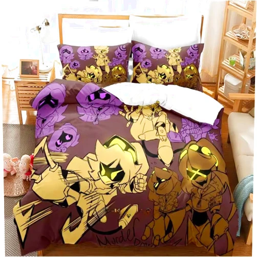 YHXSLY Murder Drones Bedding Set,Cute Cartoon Drone Pattern Microfiber Comforter Cover,Hypoallergenic & Breathable for Boys,Girls,Adult Bedrooms Decoration (Color 4,Twin 68 * 86in)