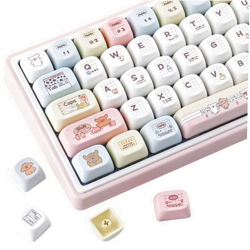 Sunzit MOA Profile Keycaps-Line Dog,PBT Keycap Set, Dye-Sublimation Custom Key caps Keyboard Keycaps 60 65 75 100 Percent for MX Switches Mechanical Keyboard