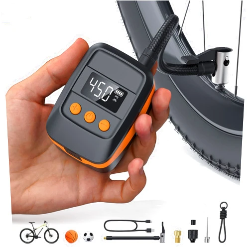 MLIFEMFUL Bike Pump Electric Bike Tire Pump with Gauge, 150 PSI Electric Bicycle Pump, Auto Shut-Off, Portable Bike Tire Inflator for Presta and Schrader Valve, Mini Bike Air Pump Electric