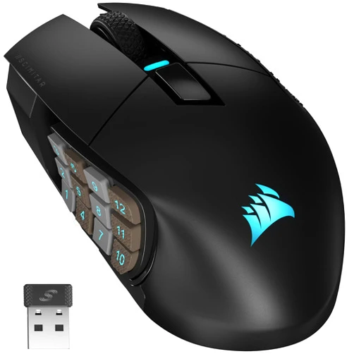 CORSAIR SCIMITAR ELITE RGB WIRELESS MMO Gaming Mouse - 26,000 DPI - 16 Programmable Buttons - Up to 150hrs Battery - iCUE Compatible - Black