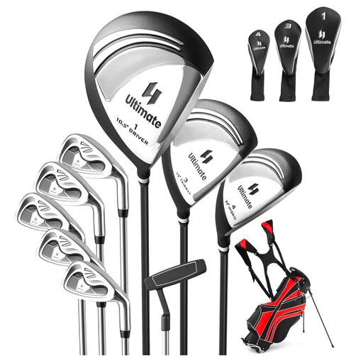 GYMAX Complete Golf Club Set for Men, 12/14 PCS Right Hand Golf Clubs Set with #1 Driver & #3 Fairway & #4 Hybrid & #6/#7/#8/#9/#P Irons, Putter & Head Covers, Men’s Golf Clubs Set