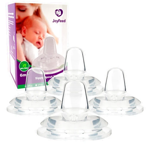 Joyfeed Sippy Spout Nipples for Philips Avent Natural Baby Bottles, My Grippy Spout Sippy Cup and Natural Trainer Sippy Cup,Variable Flow, Silicone Conversion Nipple,6+ Months,4 Count