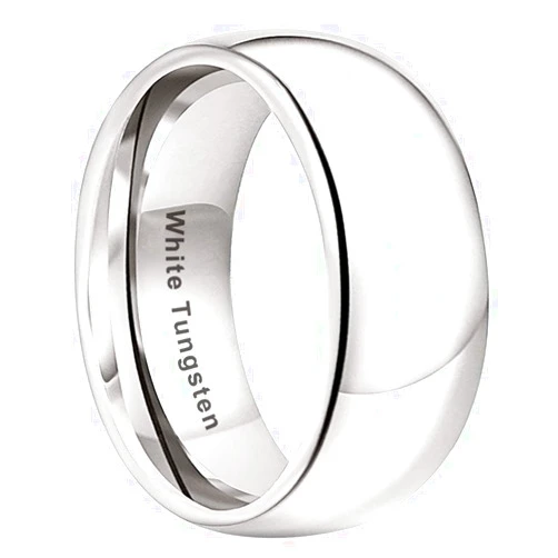 TUTISS 2mm 3mm 4mm 5mm 6mm 7mm 8mm 10mm White Tungsten Rings for Men Women Engagement Wedding Bands Domed Polished Shiny Comfort Fit