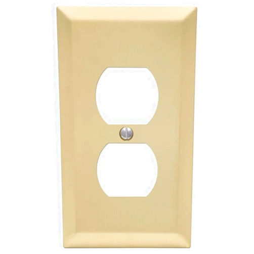 Amerelle 163DSB Century Wallplate, 1 Duplex Outlet, Steel, Satin Brass, 1-Pack