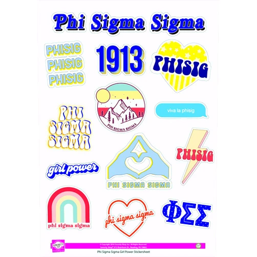 Sorority Shop Phi Sigma Sigma- Sticker Sheet - Girl Power