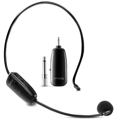 Bietrun Wireless Microphone Headset, UHF Wireless Headset Mic System, 160ft Range,1/8'' and 1/4'' Plug, for Speakers, Voice Amplifier, PA System(Not Supported AUX/iOS)