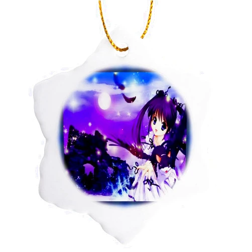 3dRose Susan Brown Designs Crystal Dream Anime Snowflake Porcelain Ornament, 3-Inch