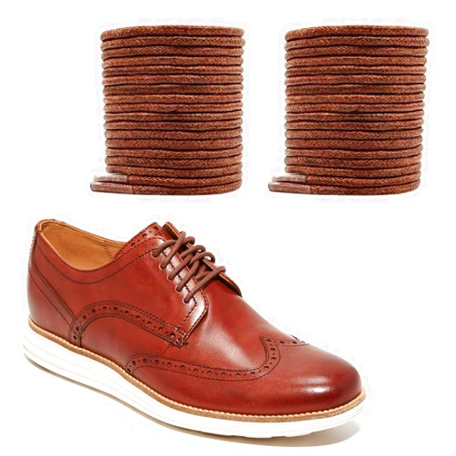 NDTEZUGT 2 Pairs Dress Shoe Laces for Cole Haan Business Oxford Shoes, 2.5mm Round Waxed Adult Shoelaces Replacement Strings
