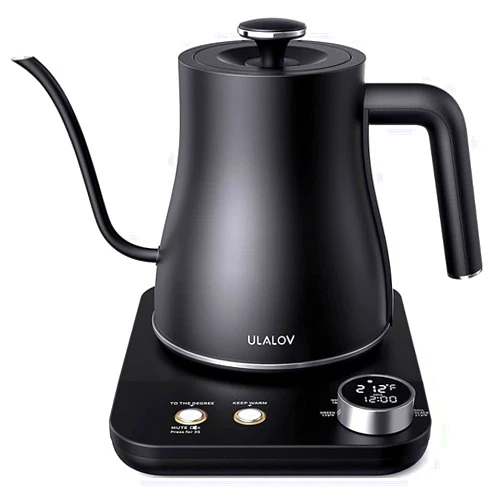 Ulalov Electric Gooseneck Kettle Ultra Fast Boiling Hot Water Kettle 100% Stainless Steel for Pour-over Coffee & Tea, Leak-Proof Design, Auto Shutoff Anti-dry Protection, 1200W-0.8L, Matte Black
