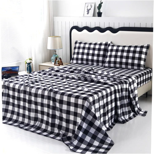 SDIII 4PCS Black and White Gingham Sheets Twin Size Bed Set, Microfiber Striped Twin Sheets, Black and White Checkered Twin Sheets on Amazon