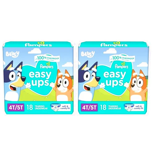 Pampers Easy Ups Training Underwear Boys Size 6 4T-5T 18 Count, (Packaging May Vary) (Pack of 2)