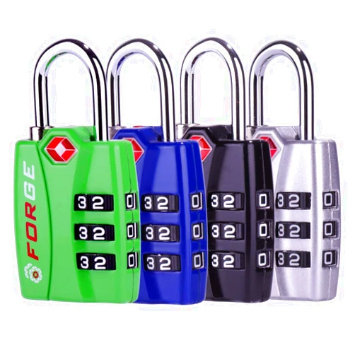 Forge Luggage Locks TSA Approved 4 Pack 4 Colors, Small Combination Lock with Zinc Alloy Body, Open Alert, Easy Read Dials, for Travel Suitcase, Bag, Backpack, Lockers.