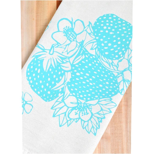 Handmade Strawberry Tea Towel, Organic Cotton,Berries, Fruit Dishcloth, Farmer's Market, Hand Screen Printed, Flour Sack Dish Towel, Sweet Housewarming Gift, Natural