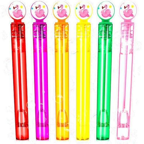 Hollowfly 24 Pcs Flamingo Bubble Wand Flamingo Party Favors Mini Bubbles Wands for Kids Birthday Party Summer Pool Outdoor Wedding Classroom Prizes Gift 4.17 x 0.59 Inches